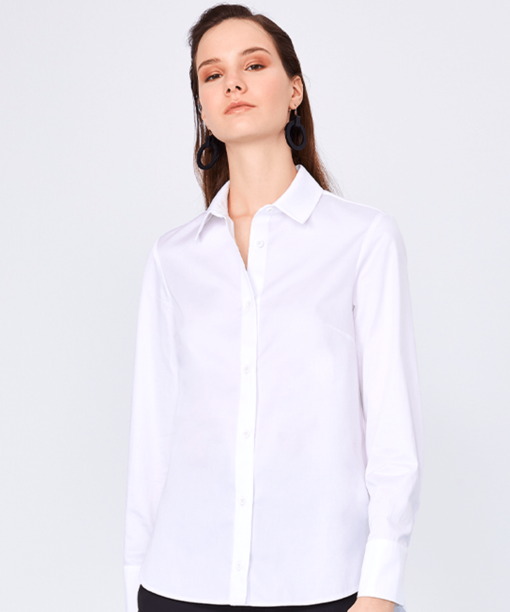 Chemise Satin Coton Blanc