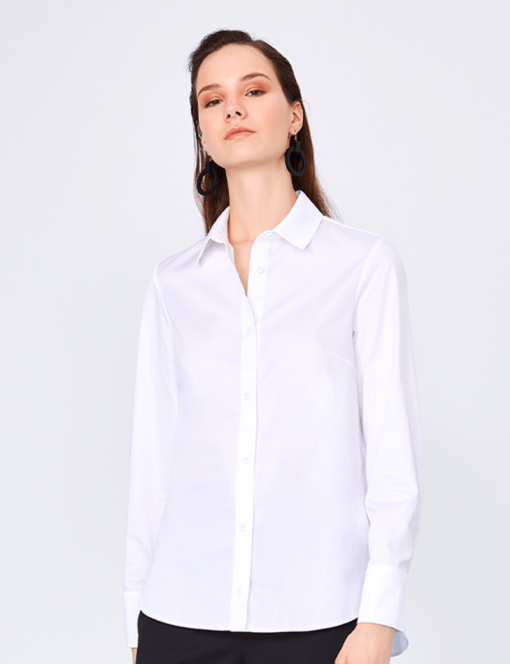 Chemise Satin Coton Blanc